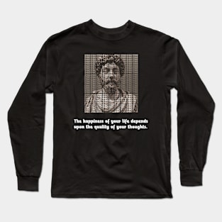 Stoic Marcus Aurelius With Quote About Happiness Long Sleeve T-Shirt